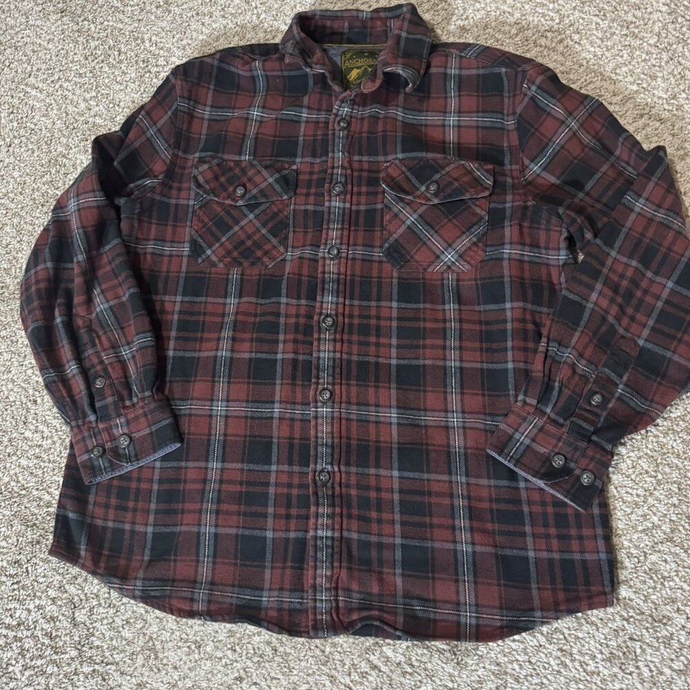 Anchorage Expedition Shirt Men's M Medium Red Black Gray Plaid Flannel Button